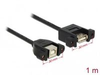 Delock USB 2.0 A Female naar USB 2.0 B Female Kabel - 1 m - Zwart