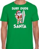 Surf dude Santa fun T-shirt de Noël / T-shirt de Noël vert pour hommes - Vêtement de Noël / Tenue de Noël M