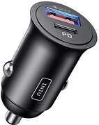 INIU Autolader, 60W 5A All-Metal Mini Car Adapter, 2-Port (USB C+USB A) Snelle Autolader met PD & QC 3.0 voor iPhone12/12 Pro/Max/Mini/11/XR/8, Samsung S21 S10, Pixel, iPad, MacBook, AirPods, enz.