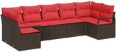 vidaXL Canapé 7 pièces Marron polyrotin