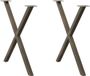 Pieds de table 2 pcs forme X 80x(72-73) cm acier naturel