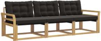 vidaXL - Bank loungeset - 3 zitplekken - Wit en zwart - Acacia hout