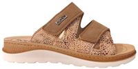 Rohde Slipper 1302 Ginger Dames Leer Bruin Taupe Dierenprint Maat 37
