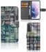 B2Ctelecom Wallet Case met Pasjes Samsung Galaxy S21 Plus Spijkerbroeken