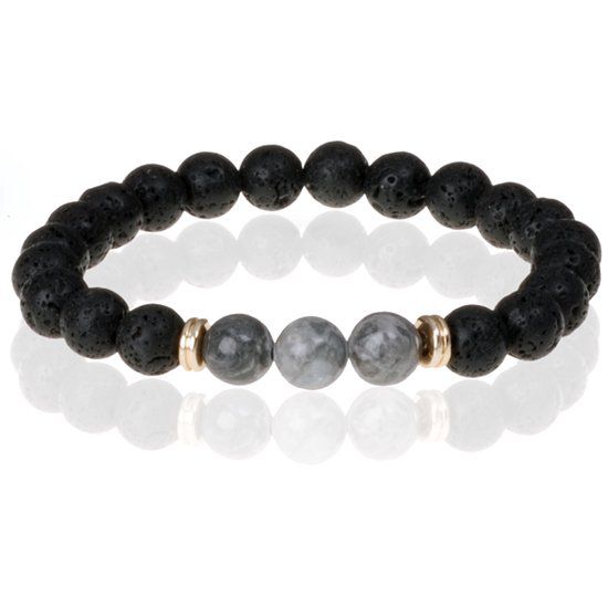 Memphis Kralen armband Lavastone Royalty Grey