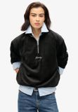 Superdry Country Club Velours trui met halve rits Dames Zwart