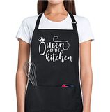 Xornis 100% Katoen Grappige Schort met 2 Zakken Voor Mannen Vrouwen BBQ Grillen Verstelbare Bib Zwarte Schorten Geschenken Koken Keuken