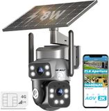 GENBOLT 4G Beveiligingscamera Buiten met Zonnepaneel-3MP Dual Lens-Draadloos-24/7 AOV Opname-14400mAh-IP66