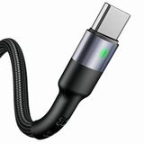 USAMS U26 USB-C Kabel 1m 3A Fast Charging Zwart Nylon Gevlochten