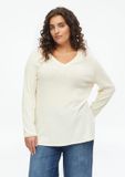 s.Oliver T-shirt à col en V et ourlet retroussé crème Coton Manches courtes Extra court Femmes Adultes