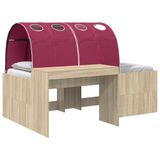 vidaXL Kinderhoogslaper met bureau 3-st Sonoma eiken en rood