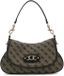 GUESS Samantha Flap Shoulder Bag Black Logo beige