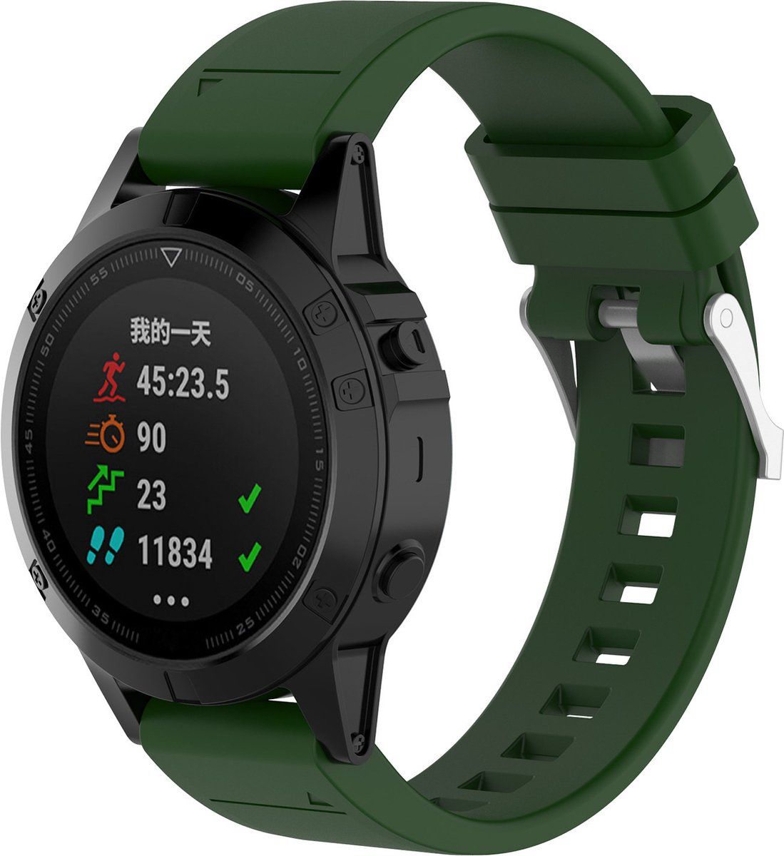 Strap-it Garmin Fenix 5x / 6x glossy silicone band - legergroen