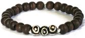 Heaven Eleven Heren Armband Hout met Tibetaanse Kraal 8mm - 21cm