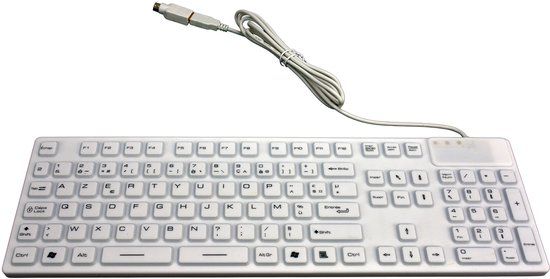 Mcl MCL WATERPROOF IP68 WIRED toetsenbord Universeel USB + PS/2 AZERTY Frans Wit