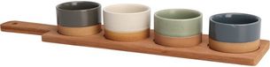 Excellent Houseware Planche de service en bambou - avec 4 bols de luxe - 40 x 10 cm