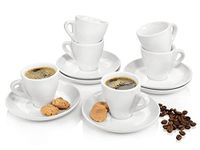 Sänger espressokopjes, set, wit, 12-delig, van porselein, inhoud 80 ml, 6 espressokopjes en 6 schoteltjes, robuuste mokkabeker, dikke drinkrand