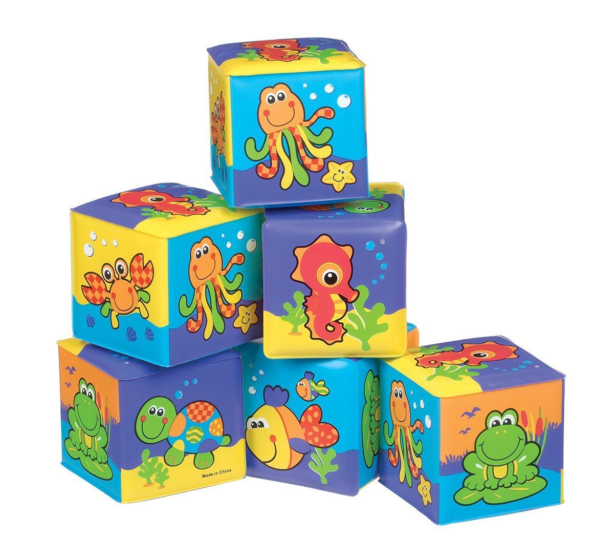 Playgro Soft Blocks - Bath Blocks - Set of 6 - Multicolour