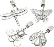 KitchenCraft KC Blue Vintage Tafelkleedgewichtjes met Clips - Tinnen Insectvormige Tafelkleedgewichten (Set van 4) - Tin
