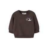 NAME IT BABY rechtvallende sweater met borduursels en print - donkerbruin
