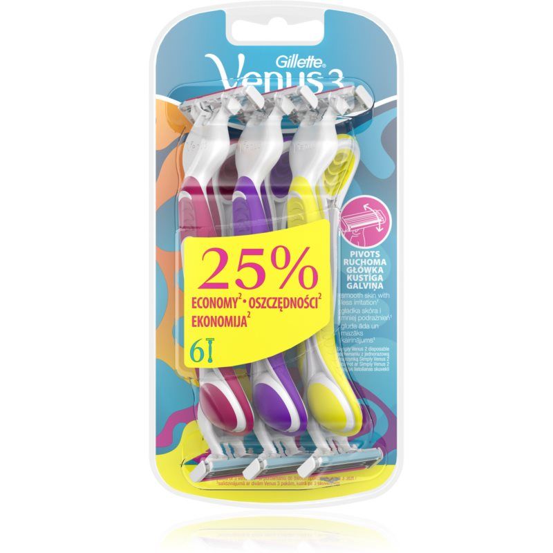 Gillette Venus Simply Venus 3 Plus Yellow (6 stuks) - Dames