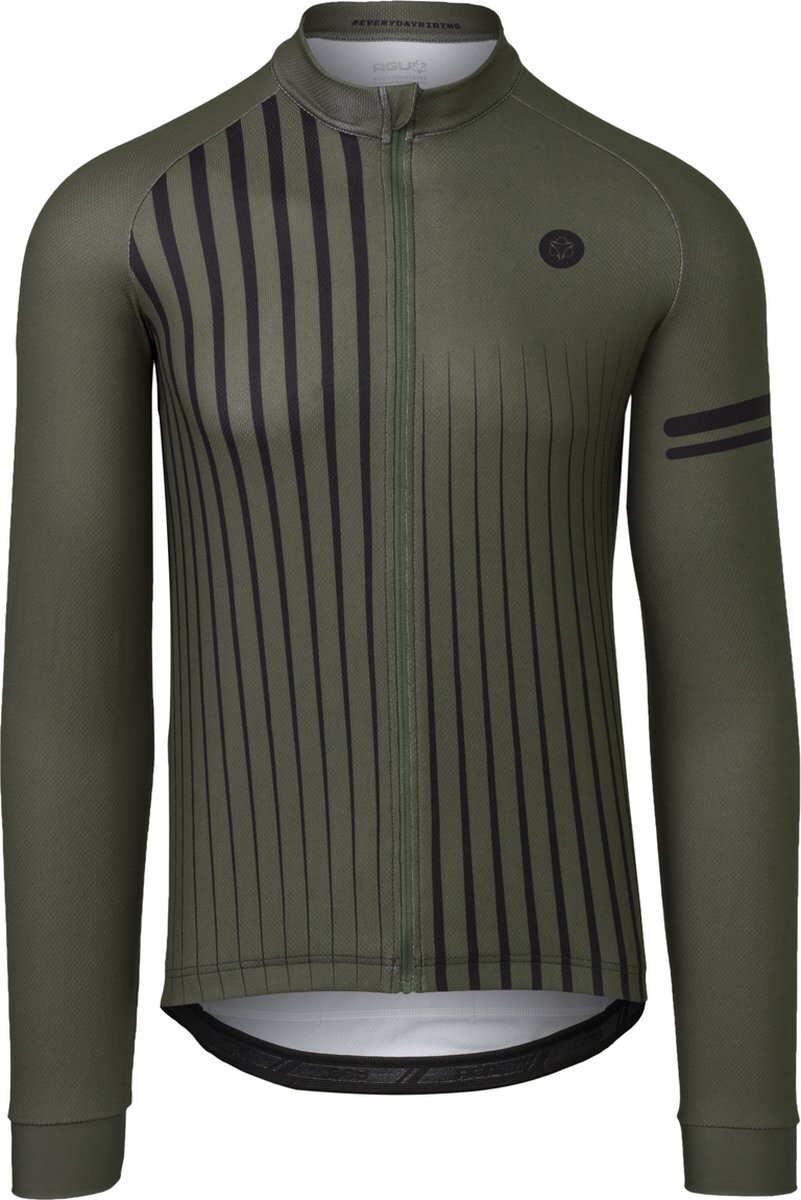 AGU Faded Stripe Fietsshirt Lange Mouwen Essential Heren - Army Green - Maat XXXL