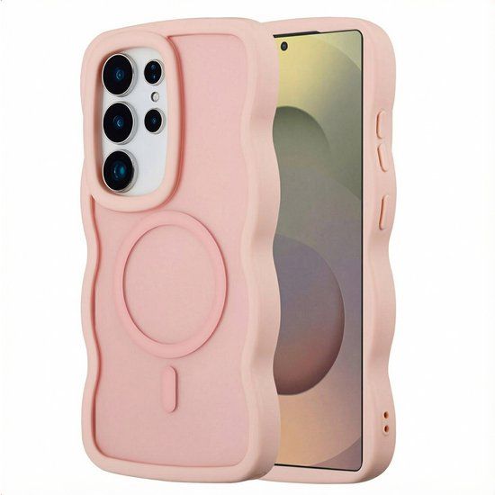 Selencia Wavy Case - Golvend Hoesje geschikt voor Samsung Galaxy S25 Ultra - Soft Pink