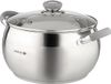 Casserole Inox Avec Couvercle En Verre et Graduation sur la verseuse - Convient pour Induction - 6.5L Ø 24 cm