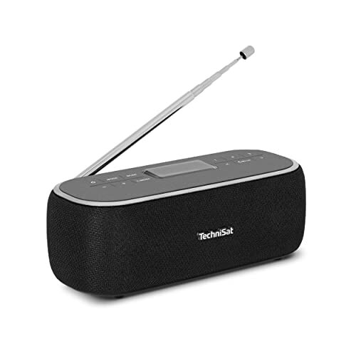 TechniSat Viola BT 1 - draagbare Bluetooth-luidspreker met DAB+ digitale radio (FM, DAB, klok, wekkertimer, favorietengeheugen, LCD, handsfree-functie, AUX-in, batterij, voeding, 6W) zwart/grijs