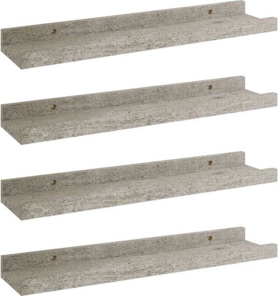 vidaXL Wandschappen - 4 stuks - 40x9x3 cm - Betongrijs