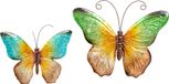 Anna Collection Décoration murale papillons - 2x - bleu/vert - 32 x 24 cm/44 x 32 - métal