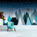 Ambiance Sticker Muurstickers voor kinderen - Gigantische muursticker voor kinderen met Scandinavische bergen, een parka en 100 glow-in-the-dark sterren - 70x105cm