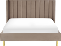 BELIANI Beliani VILLETTE  - Tweepersoonsbed - Taupe - 160 x 200 cm - Fluweel