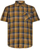 CMP Shirt met zak, korte mouw, klassieke kraag, borstzak, polyester, geruit, mannen, XL, petroleum/curcuma/b blue