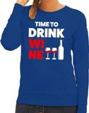 Bellatio Decorations Time to drink Wine dames trui blauw M