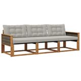 vidaXL - Buiten - bank - set - 3 - st - Naturel - en - lichtgrijs