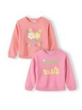 Minoti sweater meisjes 2-pack met bloemenprint - katoen - koraal