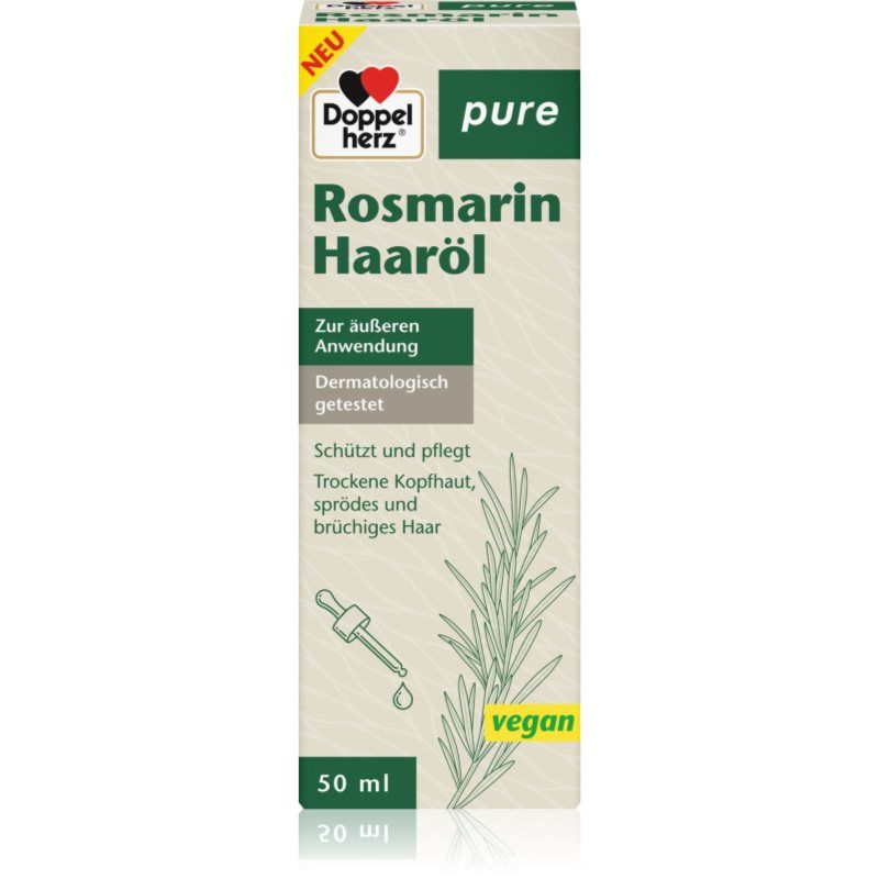 Doppelherz pure rozemarijnolie voor haar, rozemarijn, castor en zoete amandel, voor hoofdhuidverzorging en preventie van gespleten haarpunten, 50 ml