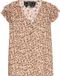 faina Blouse Vrouwen Beige Veelkleurig Panterprint Polyester Regular Fit Korte mouw V-hals Knopen Casual Lente/Zomer