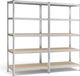Songmics Set van 2 metalen kelderplanken 200 cm hoog zilver
