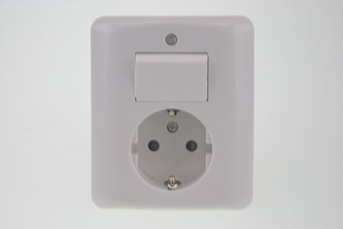 U-N-I Inbouw Combinatie - Stopcontact en Schakelaar - Wissel - Randaarde - Polarwit
