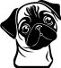 Woonfusion Muurdecoratie - Wanddecoratie - Dieren - Honden - Pug 1 - M - 30x40cm - Zwart