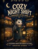 Cozy Night Shift: Opossums After Dark - A Coloring Book for Adults & Teens