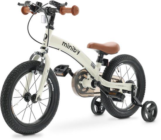 Qplay Miniby Kinderfiets 14 inch - 3 in 1 - loopfiets - Cream