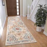 Hanse Home Strozzi Oosterse tapijt, oosterse loper, klassiek, dicht geweven, met ornamenten, vintage-look, zacht, laagpolig, voor slaapkamer, eetkamer, woonkamer, beige blauw, 80 x 240 cm