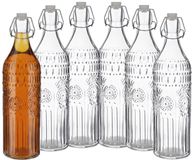 Alessandro Beugelflessen / weckflessen Hawaii - glas - 6x stuks - luchtdicht - 1 liter - waterfles - sierlijk motief