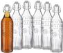 Alessandro Beugelflessen / weckflessen Hawaii - glas - 6x stuks - luchtdicht - 1 liter - waterfles - sierlijk motief