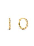 SINGULARU - Hoepel Naval Oorbellen. Messing met 18Kt Goud Plating. Midi Hoepels met Zirkonia Details. Kliksluiting. Sieraden voor Vrouwen