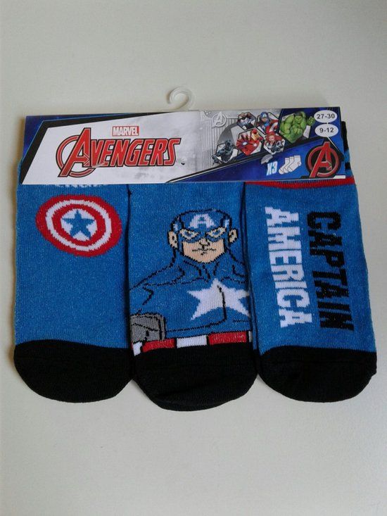 Captain America Sneakersokken 3-Pack - Maat 27-30 - Marvel Avengers