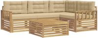 vidaXL Ensemble de salon d'angle 4 places Polyester Blanc et Beige Table incluse